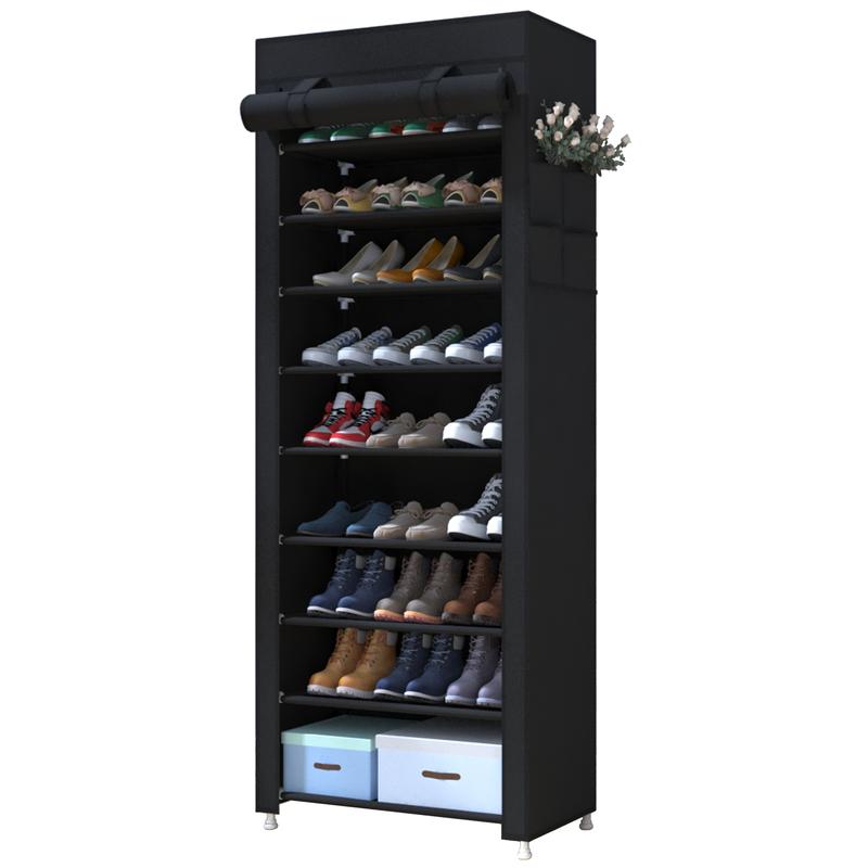 UDEAR 10 Tier Shoe Rack 9 Grids with Dustproof Cover Shoe Shelf Storage Organizer