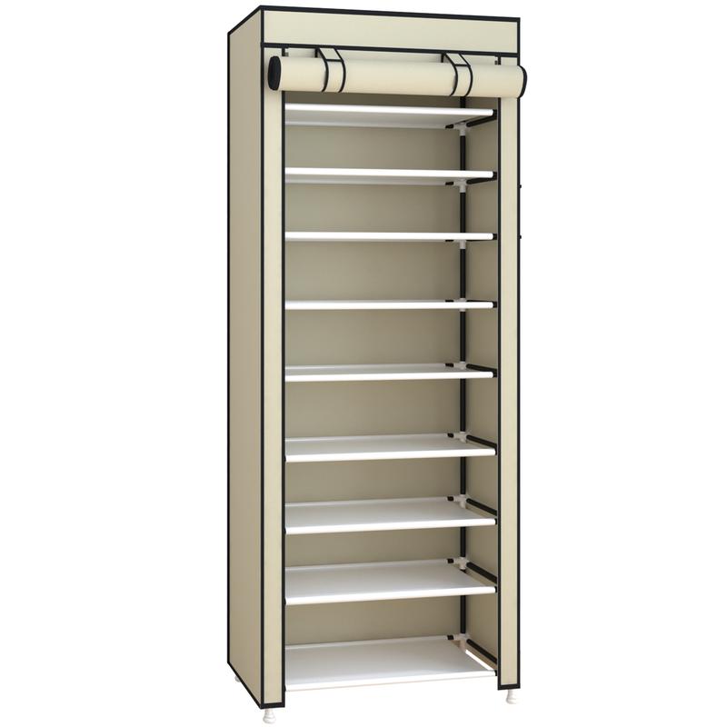 UDEAR 10 Tier Shoe Rack 9 Grids with Dustproof Cover Shoe Shelf Storage Organizer