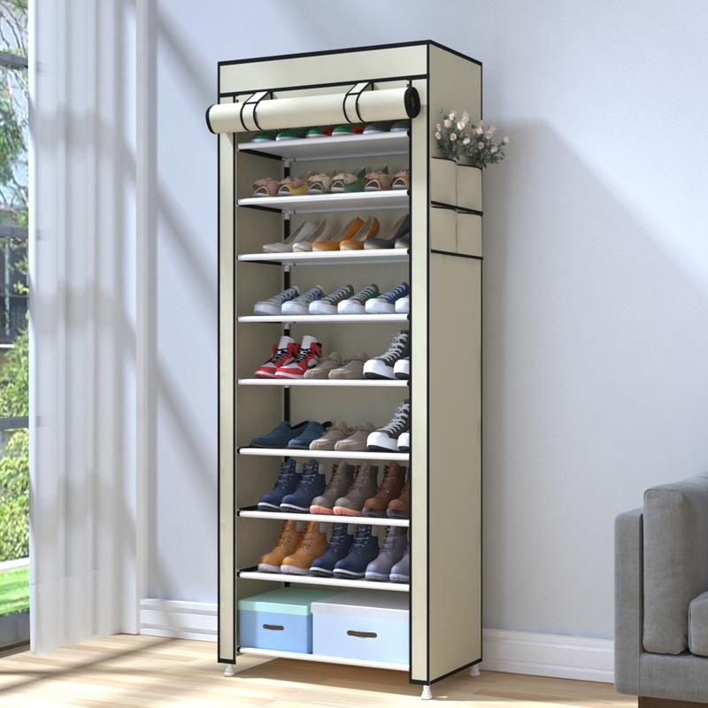 UDEAR 10 Tier Shoe Rack 9 Grids with Dustproof Cover Shoe Shelf Storage Organizer