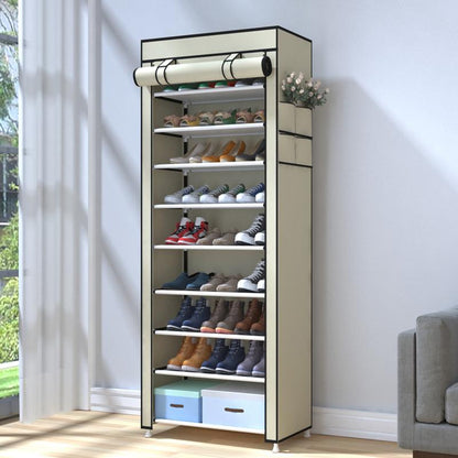 UDEAR 10 Tier Shoe Rack 9 Grids with Dustproof Cover Shoe Shelf Storage Organizer