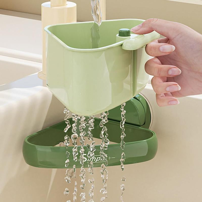 Kitchen Sink Strainer Basket, Suction Cup Sink Corner Rack, Heavy Duty Drain Faucet Hanging Strainer with with Press Dumping Design, Multifunctional Draining Filter Basket for Kitchen