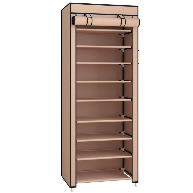 UDEAR 10 Tier Shoe Rack 9 Grids with Dustproof Cover Shoe Shelf Storage Organizer