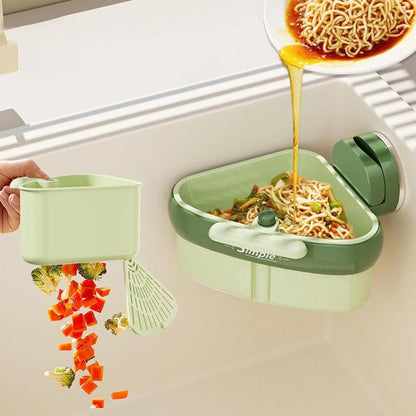 Kitchen Sink Strainer Basket, Suction Cup Sink Corner Rack, Heavy Duty Drain Faucet Hanging Strainer with with Press Dumping Design, Multifunctional Draining Filter Basket for Kitchen