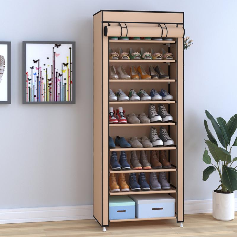 UDEAR 10 Tier Shoe Rack 9 Grids with Dustproof Cover Shoe Shelf Storage Organizer